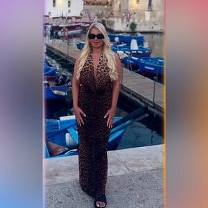 Zara Leopard Print Halter Dress